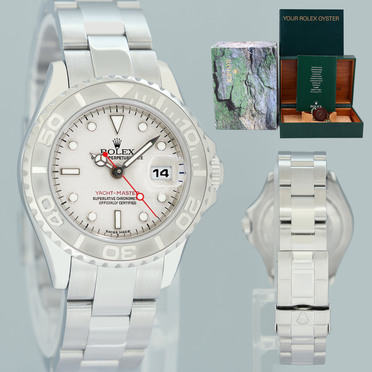 MINT Ladies Rolex Yacht-Master Steel 169622 29mm Platinum Watch Box