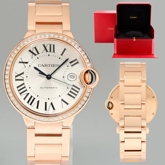 MINT DIAMOND Cartier 3941 Ballon Bleu Rose Gold 42mm Watch Box
