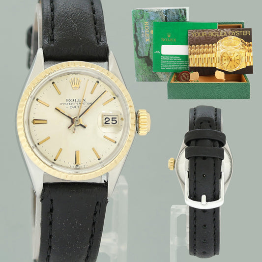 Ladies Rolex 6517 DateJust 26mm Steel Yellow Gold Fluted Watch Box