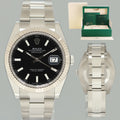 2019 MINT Rolex DateJust 41 Black Stick Oyster White Gold Fluted 126334 Watch Box