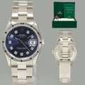 MINT Rolex Oyster Perpetual Date 34mm 15210 Steel Diamond Dial Watch Box