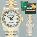 2018 RSC PAPERS Ladies Rolex 68273 Two Tone Gold White Roman Steel 31mm Watch