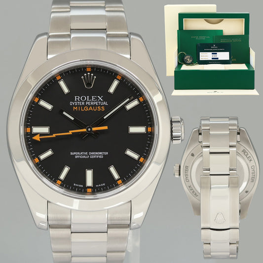 2023 RSC Papers MINT Rolex Milgauss Black Dial 116400v Steel 40mm Watch Box