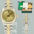 PAPERS Ladies Rolex Oyster 24mm Champagne 76193 Two Tone Gold Jubilee Watch