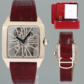 PAPERS MINT Cartier White Gold Leather Dumont Skeleton W2020033 Manual Wind Watch
