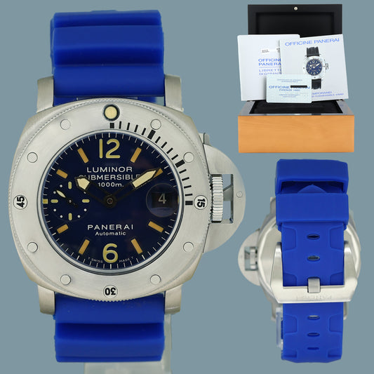 PAPERS Panerai Luminor Submersible La Bomba PAM00087 PAM87 44MM Blue Dial Box