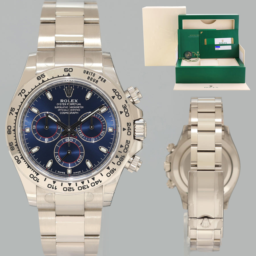 STICKERS NEW PAPERS Rolex Daytona Blue Dial Chronograph 116509 White Gold Watch Box