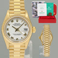 PAPERS 2004 Ladies Rolex DateJust 79178 President 26mm Yellow Gold White Roman Watch