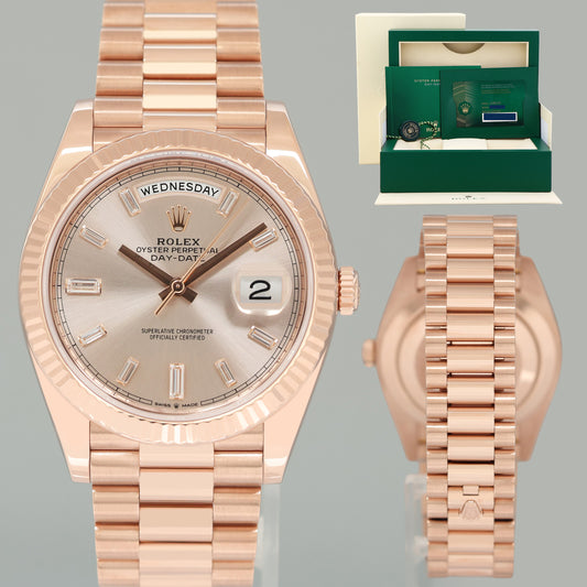 PAPERS MINT 2020 Rolex President 40mm Rose Gold Sundust Diamond 228235 Watch Box