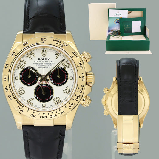 2025 RSC PAPERS Rolex 116518 Daytona Cosmograph White Panda Yellow Gold Watch Box