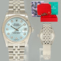 Blue Diamond Ladies Rolex Midsize 31mm Datejust Jubilee Steel 68274 Watch Box