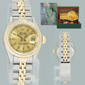 MINT Champagne Ladies Rolex 26mm DateJust 69173 Two Tone Yellow Gold Jubilee Watch