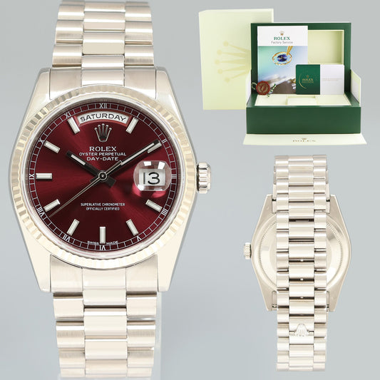 2025 RSC PAPERS Rolex President Day Date Cherry Red 118239 White Gold Watch Box
