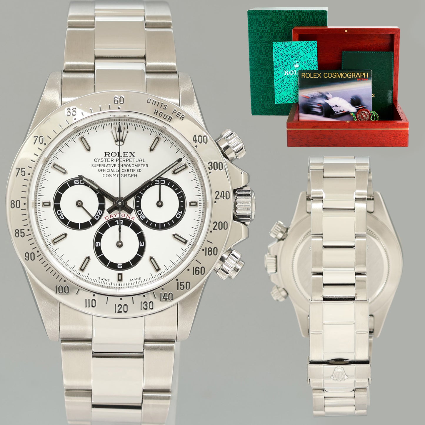 1999 MINT Rolex 16520 Zenith Daytona Tritium White 40mm Chronograph Watch Box