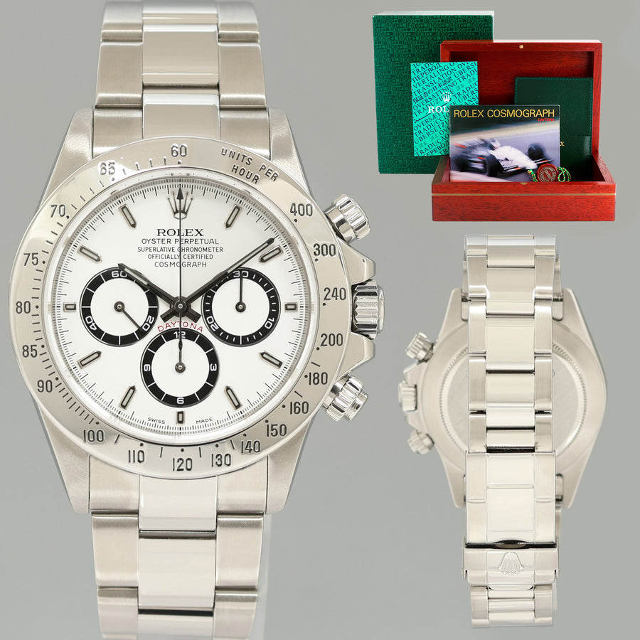 1999 MINT Rolex 16520 Zenith Daytona Tritium White 40mm Chronograph Watch Box