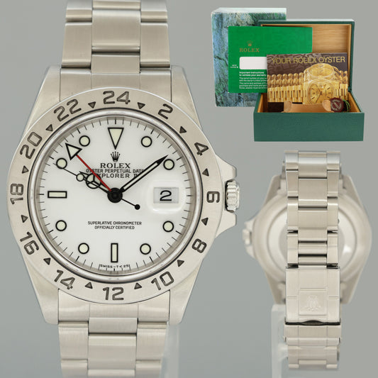 1998 MINT Rolex Explorer II White 16570 40mm Tritium Polar GMT Watch Box