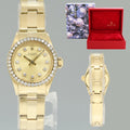 Ladies Rolex DateJust 26mm 6719 Yellow Gold Champagne Diamond Watch Box