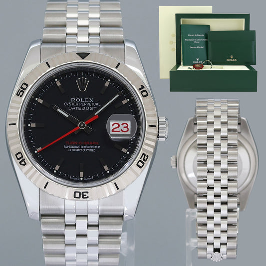 MINT Rolex DateJust Turn-O-Graph 116264 Steel Black Jubilee White Gold Fluted Watch