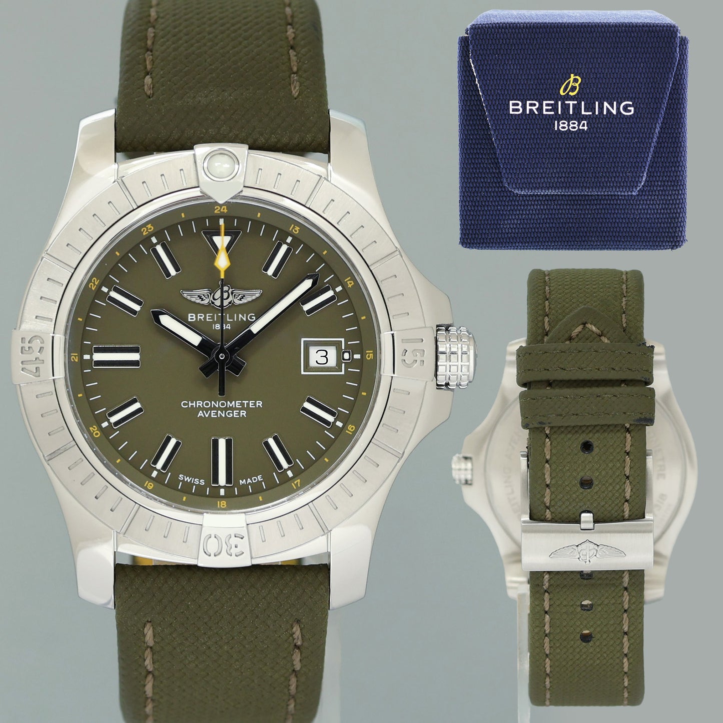 PAPERS MINT Breitling Chronometer Avenger Automatic 43mm Men's Green Watch A17318