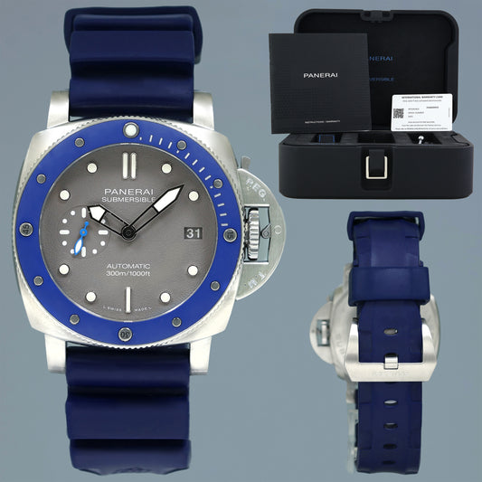 PAPERS Panerai Submersible 42mm PAM00959 PAM 959 1950 Luminor Blue Gray Dial