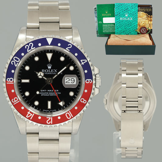 1991 MINT Rolex 16700 GMT-Master Pepsi Blue Red 40mm Tritium Steel Watch Box