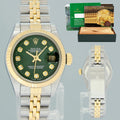 MINT GREEN DIAMOND Ladies Rolex DateJust 26mm Two Tone Gold Jubilee Watch