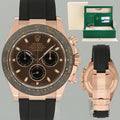 2020 PAPERS MINT Rolex Daytona Ceramic 116515LN Rose Gold Chocolate Oysterflex Watch