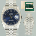 2015 MINT Rolex 116234 DateJust Steel Blue Roman 36mm Jubilee Steel Watch Box