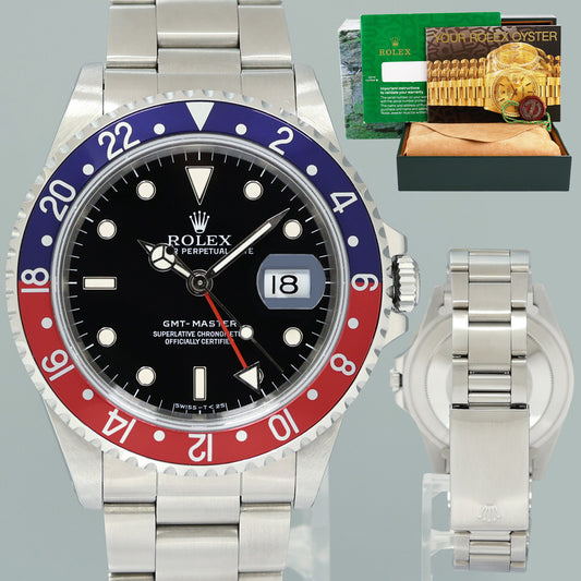 MINT Rolex 16700 GMT-Master Pepsi Blue Red 40mm Tritium Steel Watch Box