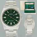 2024 NEW PAPERS ROLEX 124300 Oyster Perpetual 41mm Green Dial Oyster Watch Box