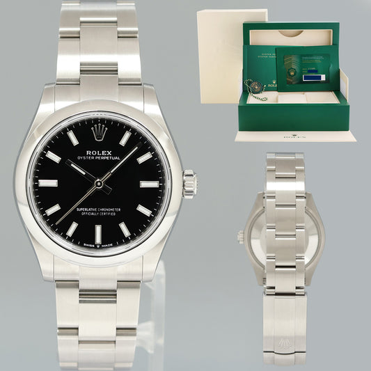 2025 NEW PAPERS Rolex Oyster 277200 Perpetual 31mm Black Watch Box