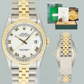 PAPERS MINT Rolex DateJust 36mm White Roman 16233 Two Tone Steel Jubilee Watch Box