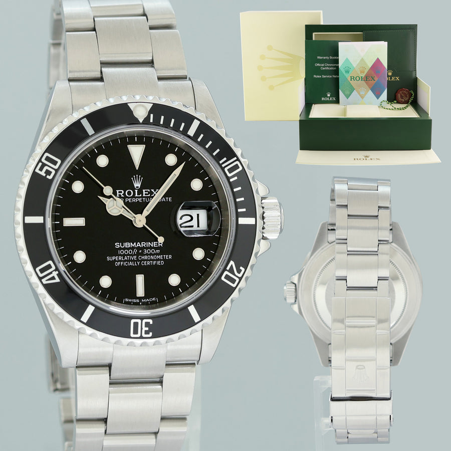 PAPERS 2005 MINT Rolex Submariner Date 16610 Steel Black 40mm Watch Box