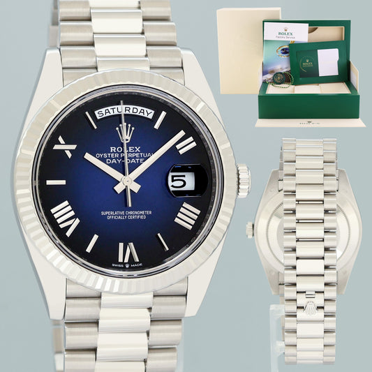 2026 RSC PAPERS MINT Rolex Day Date 40 White Gold Blue Ombre 228239 Watch Box