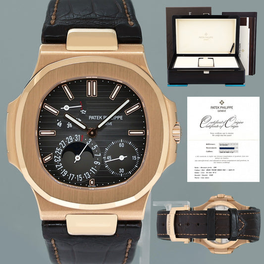 MINT PAPERS Patek Philippe Nautilus Moonphase Rose Gold 5712R Leather Watch Box