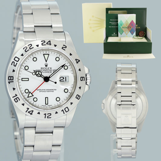 2005 PAPERS MINT Rolex 16570 Explorer II White 40mm No Holes Polar GMT Watch Box