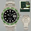 Rolex Flat 4 Kermit F Serial 16610LV Green Submariner 40mm Watch Box