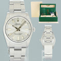 2021 MINT PAPERS Rolex Oyster Perpetual 34mm Silver Oyster Watch 124200 Watch Box