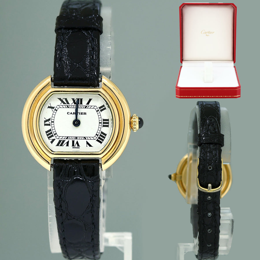 Ladies Vintage Cartier Ellipse 6708 18K Yellow Gold 26mm Watch