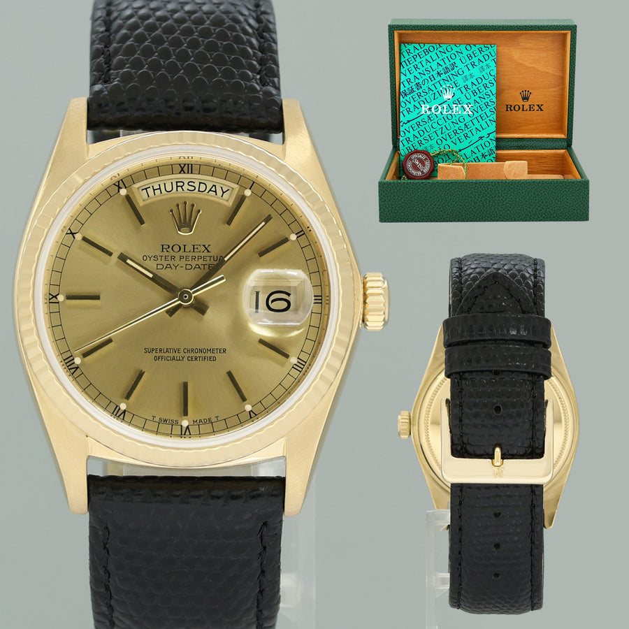 Rolex President Day-Date Champagne 18038 Quickset Yellow Gold Leather Watch Box