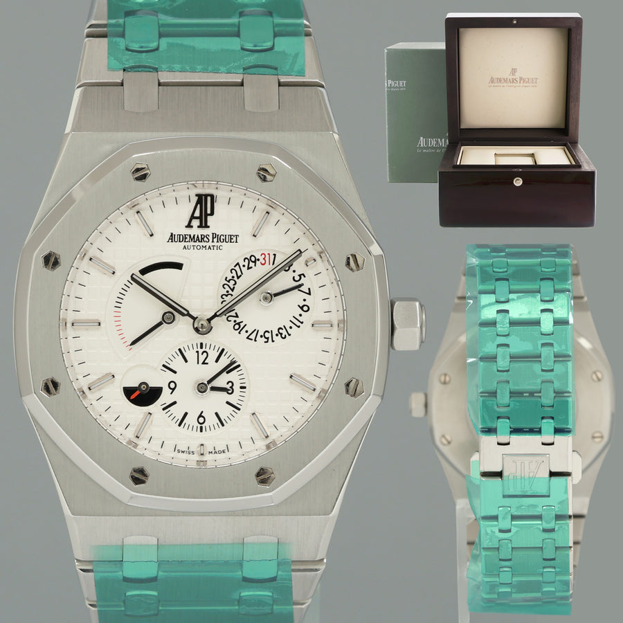 MINT Audemars Piguet Royal Oak Dual Time Steel 26120ST White Dial 39mm Watch Box