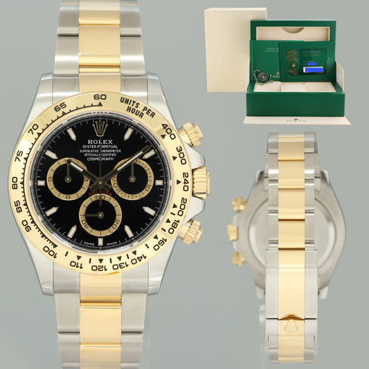 2026 NEW PAPERS Rolex Daytona 126503 Black Chronograph Two Tone Gold Steel Watch