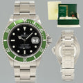 MINT 2008 Rolex Kermit Green Anniversary 40mm Submariner 16610LV Watch Box