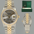MINT Rolex DateJust 16233 Two Tone Yellow Gold Jubilee Silver Arabic Dial Watch