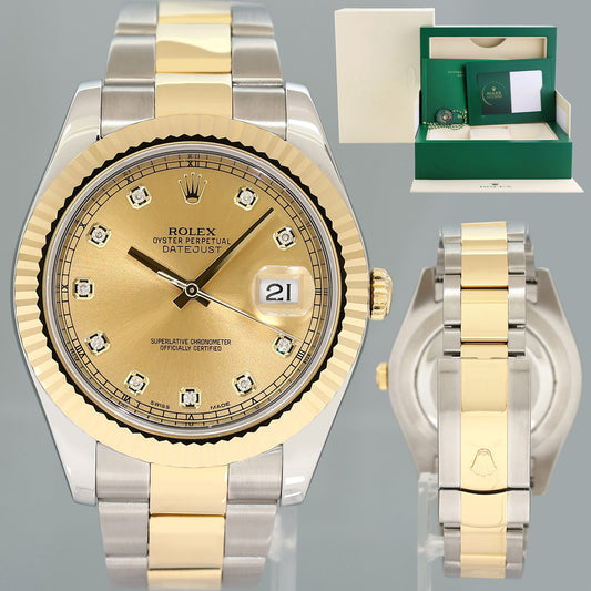 2025 RSC PAPERS MINT Rolex Datejust II 2 Champagne Diamond 116333 Two-Tone Yellow Gold Watch