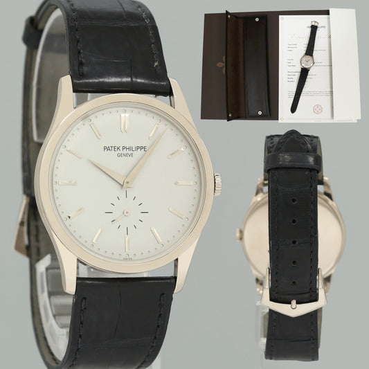 PAPERS MINT Patek Philippe 5196G 37mm white Gold Calatrava Black Leather Watch Box