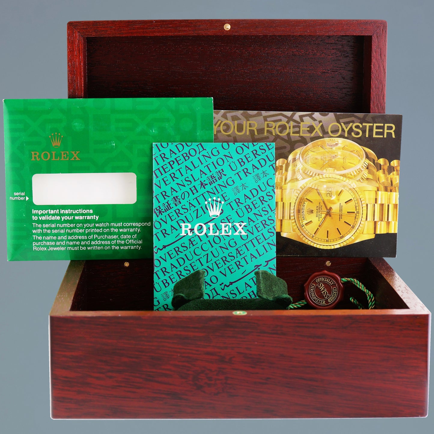 1999 MINT Rolex Daytona Zenith 16518 White Chronograph Leather Yellow Gold Watch Box