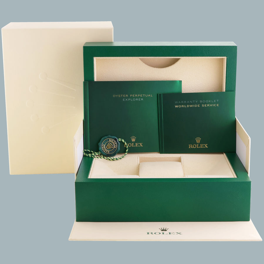2023 MINT Rolex 124273 Explorer 1 Black Steel Two Tone Yellow Gold 36mm Watch Box