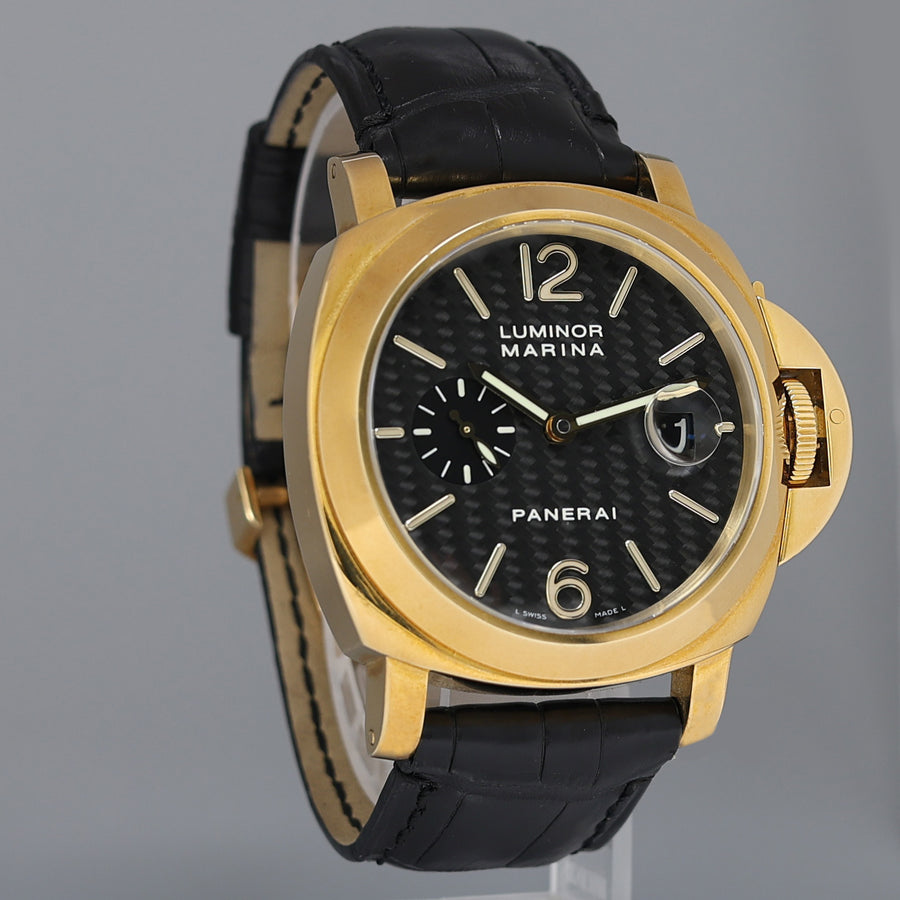 PAPERS Panerai Luminor Marina Automatic PAM00140 Black Carbon Yellow Gold Watch
