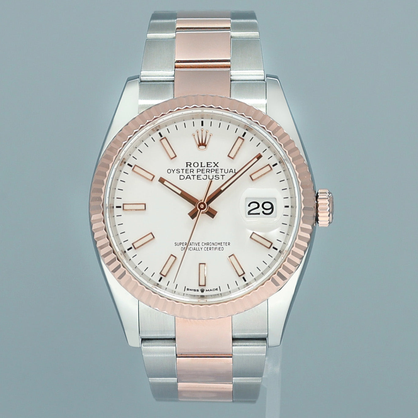 2023 MINT Rolex DateJust 36mm White Stick Rose Gold Jubilee 126231 Watch Box